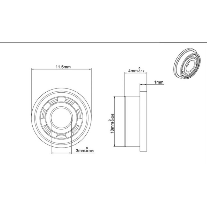 shielded Flanged bearing F623zz miniature flanged bearings 3x10x4 gearbox bearing