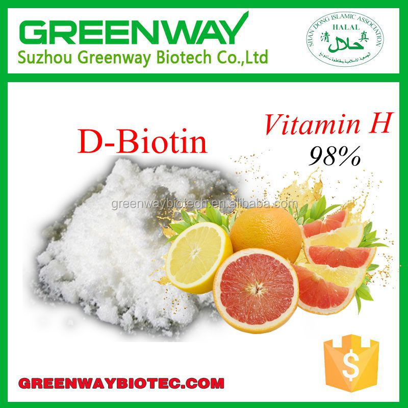 High Quality Pure Biotin;Vitamin H 2% 98%;Competitive Price D-biotin