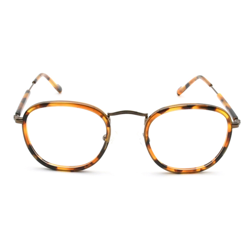 Customized Fashion Small Frame Eyewear Metal And Acetate Optical Frame Glasses