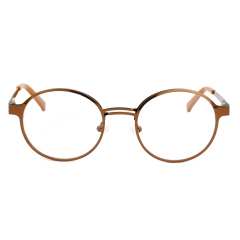 Runde Vintage-Brille Einfache Rahmenlinse Flache Klassische Metall-Damenbrillengestell Literarischer Gelehrter-Stil optische Brille