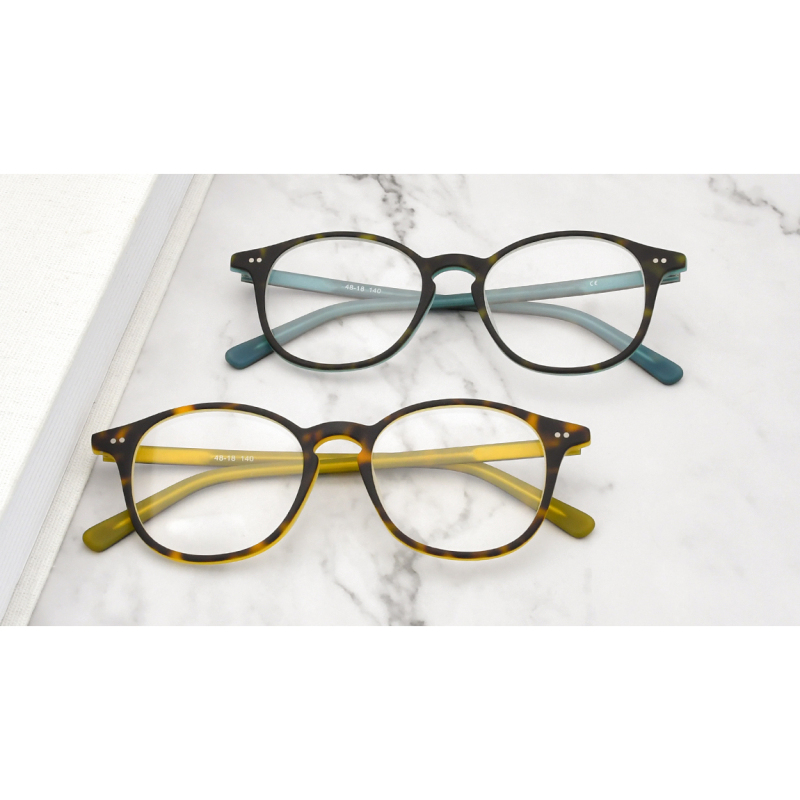 Round Double Color Acetate Frame Eyeglasses Frames for Men Women Eyewear Optical Glasses