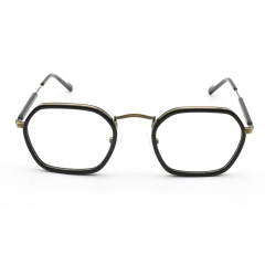 2021 Brand Vintage Stilvolle geometrische Acetat- und Metallmischungs-Brillenrahmen mit Federscharnier