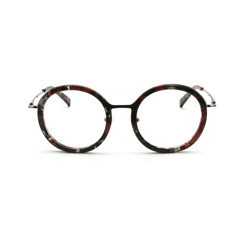 Fashion Vintage Round Acetate Metal Combined Optical Eye Glasses Frames