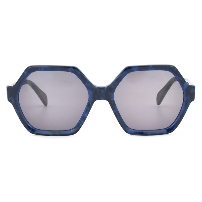 Fashion Polygon Shape Acetat Herren UV400 Damen Vintage Sonnenbrille