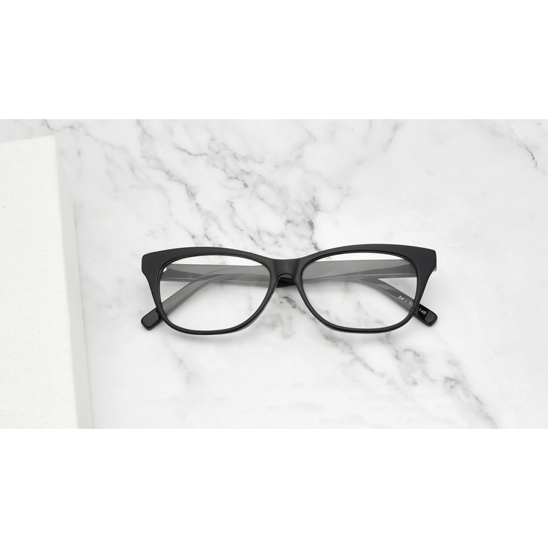 High Quality Rectangular Shape Acetate Optical Frame Black Eyeglasses