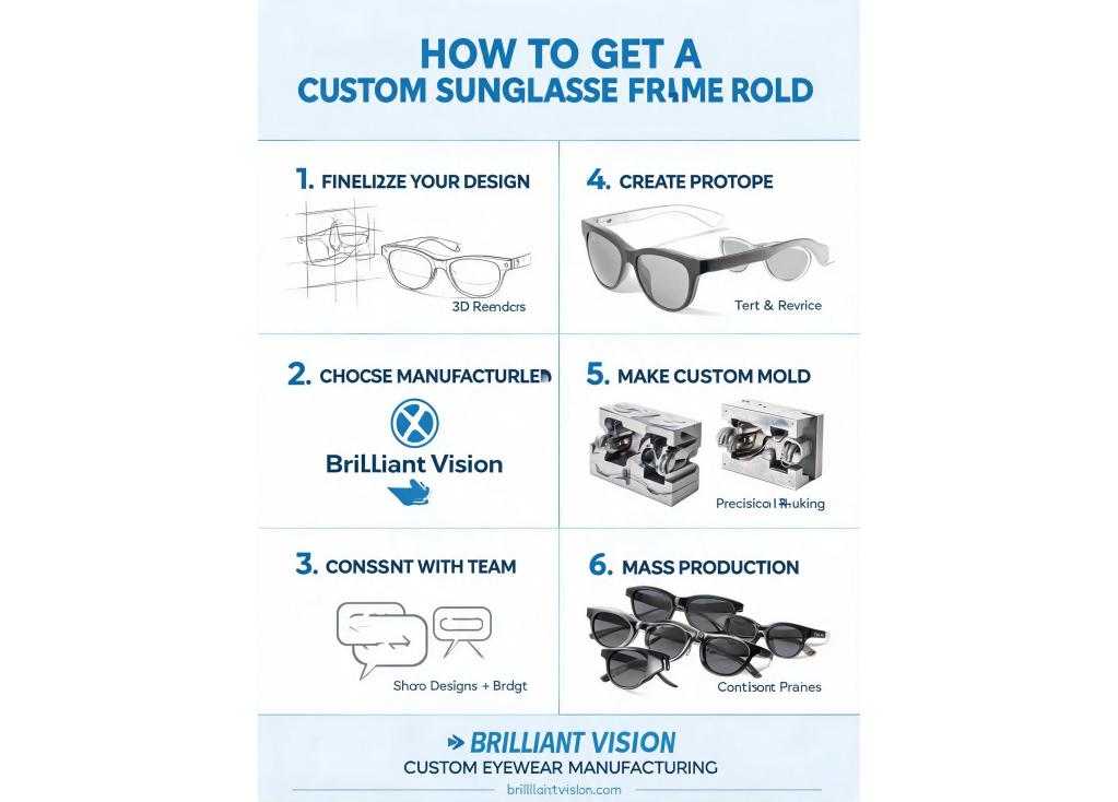 How can I get a custom mold made for my unique sunglass frame design?
