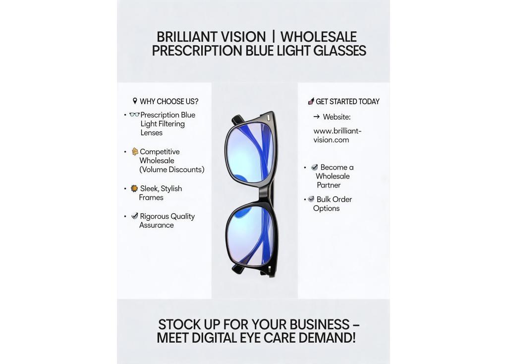 Wholesale suppliers for blue light filtering glasses with prescription options?