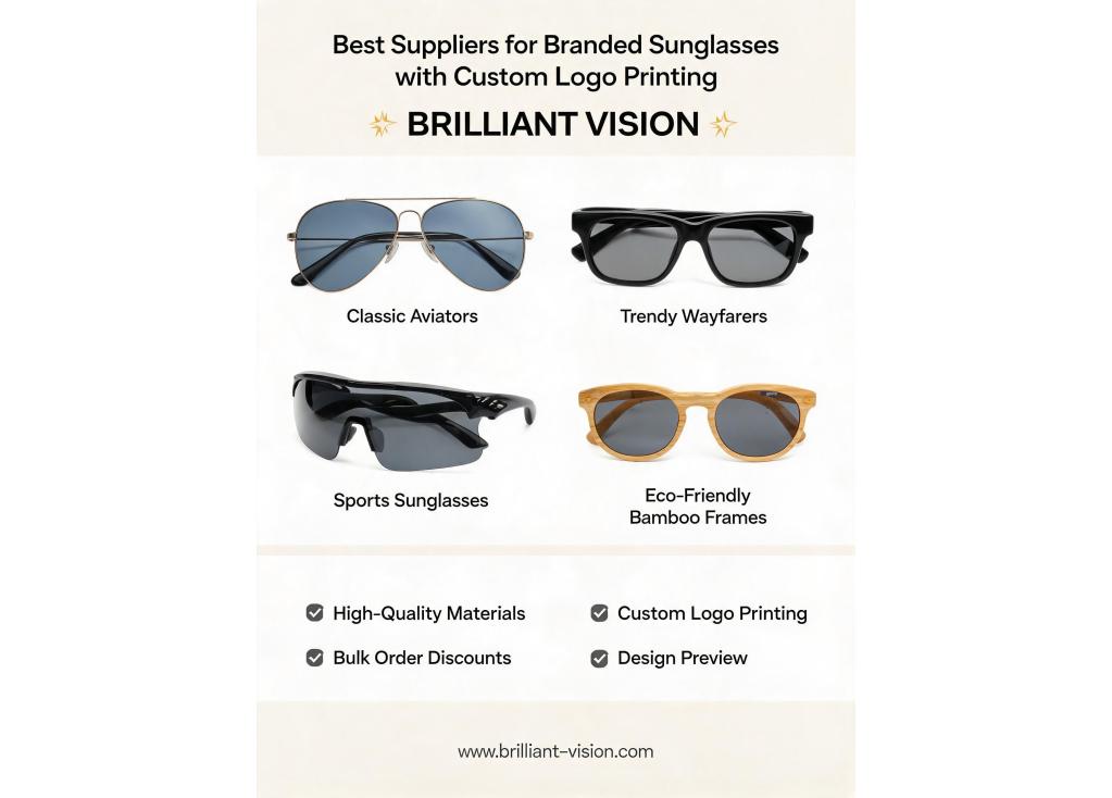 Best suppliers for branded sunglasses with custom logo printing?