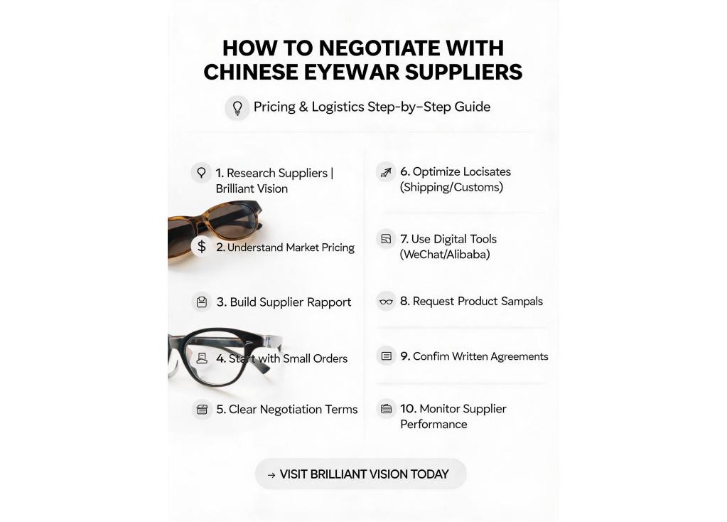 How to negotiate pricing and logistics with Chinese eyewear suppliers?