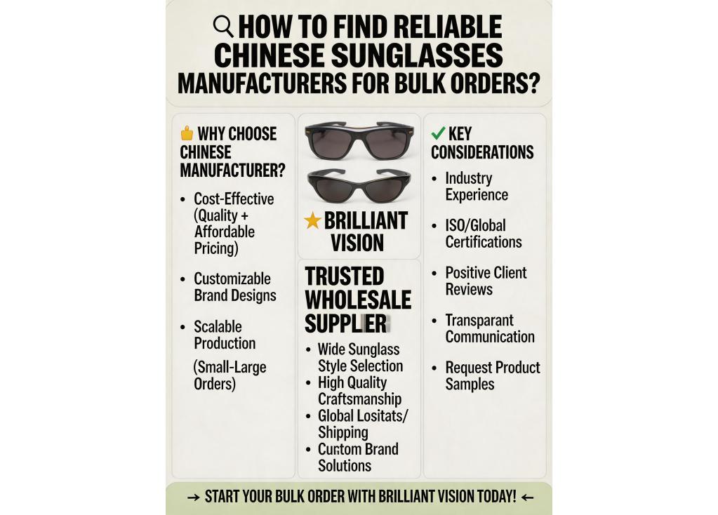 How to find reliable Chinese sunglasses manufacturers for bulk orders?