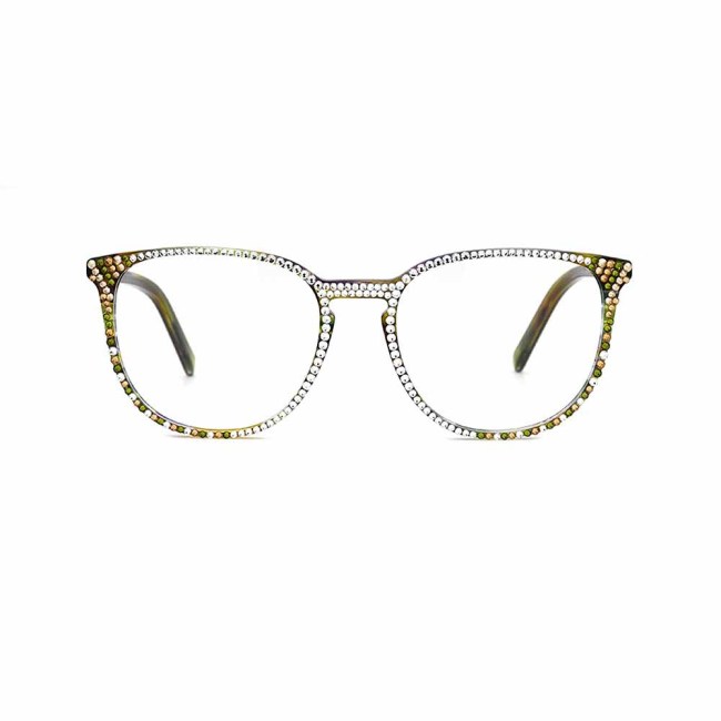 Fashion acetate frame glasses with rhinestones optical glasses