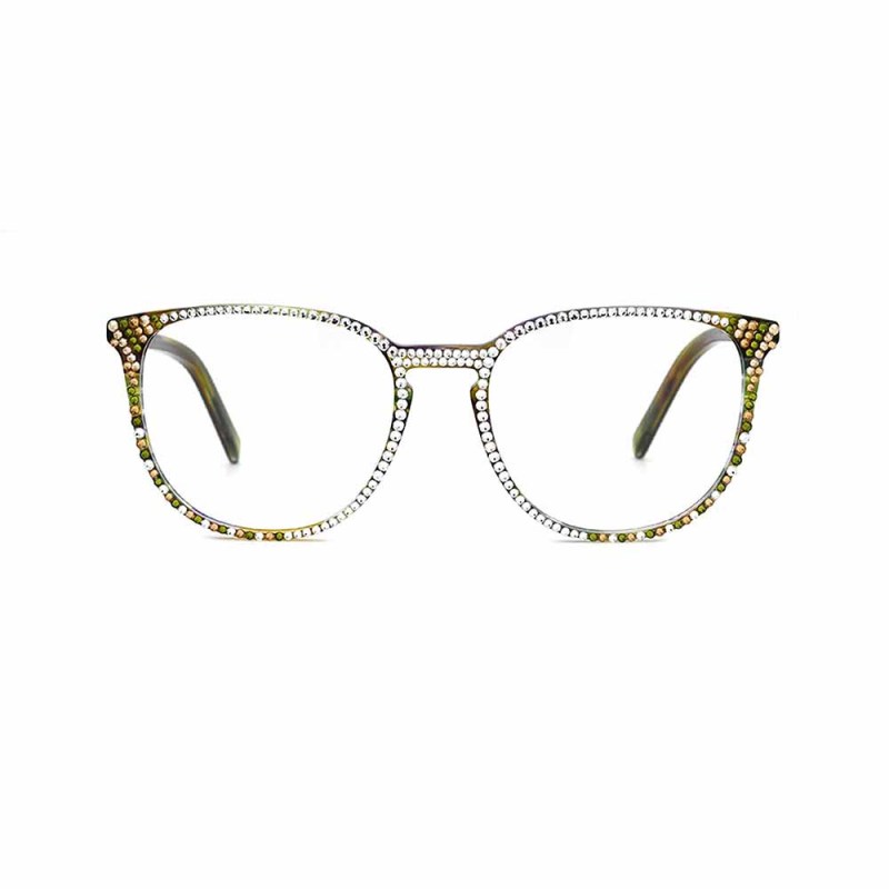 Fashion acetate frame glasses with rhinestones optical glasses