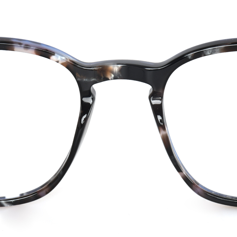 Black full frame retro square round business myopia men's and women's fashion acetate frame