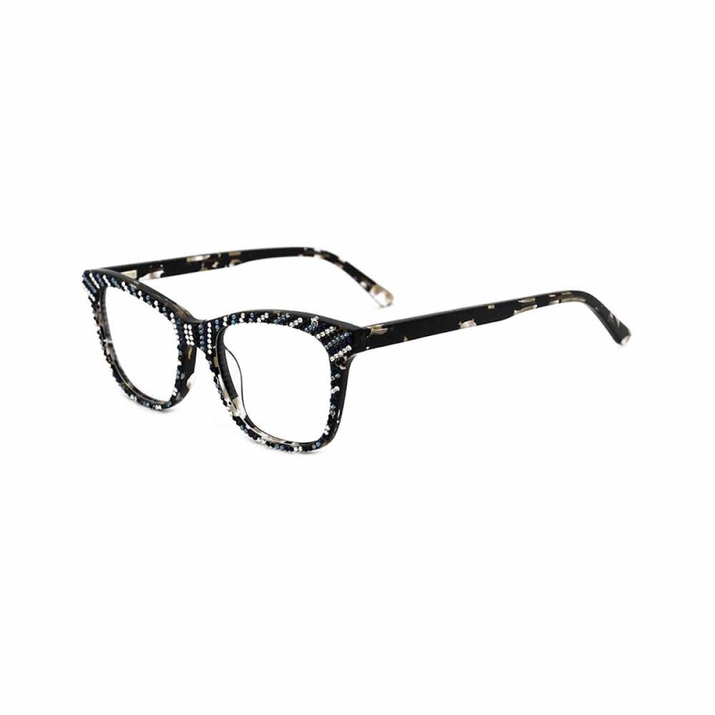Fashion acetate frame glasses with rhinestones optical glasses