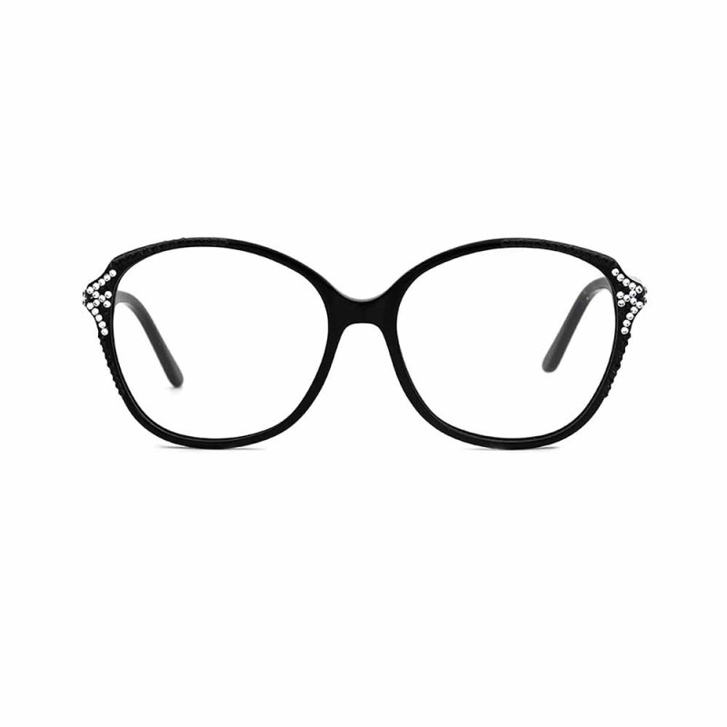 Fashion acetate frame glasses with rhinestones optical glasses