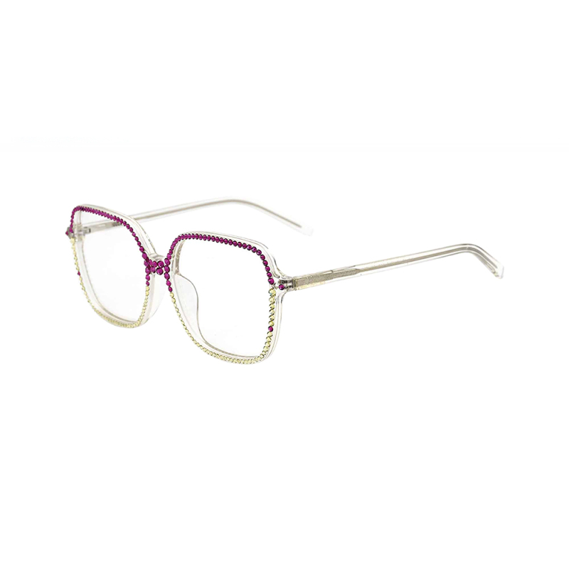 Fashion acetate frame glasses with rhinestones optical glasses