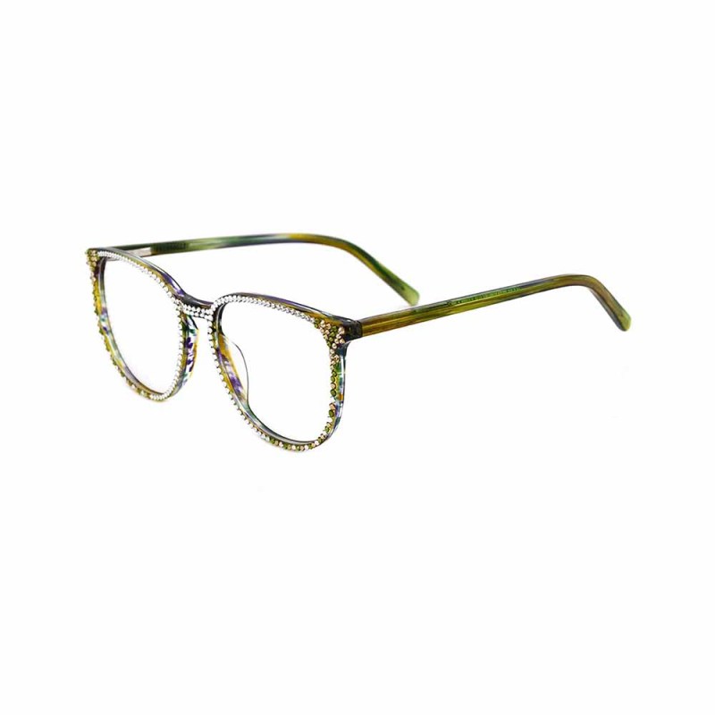 Fashion acetate frame glasses with rhinestones optical glasses