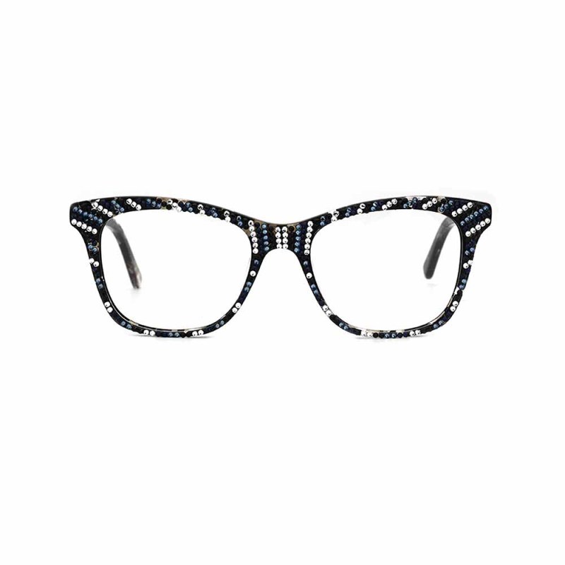 Fashion acetate frame glasses with rhinestones optical glasses
