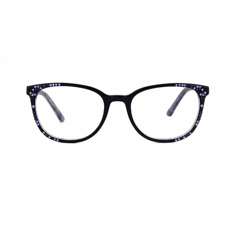 Fashion acetate frame glasses with rhinestones optical glasses