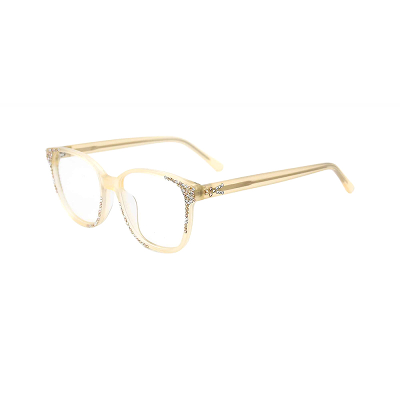 Fashion acetate frame glasses with rhinestones optical glasses