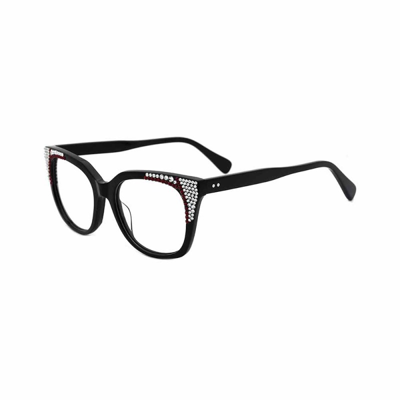 Fashion acetate frame glasses with rhinestones Diamond frame glasses 