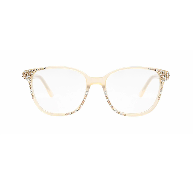 Fashion acetate frame glasses with rhinestones optical glasses
