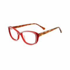 Fashion acetate frame glasses with rhinestones optical glasses