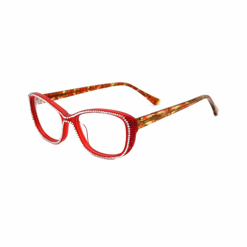 Fashion acetate frame glasses with rhinestones optical glasses