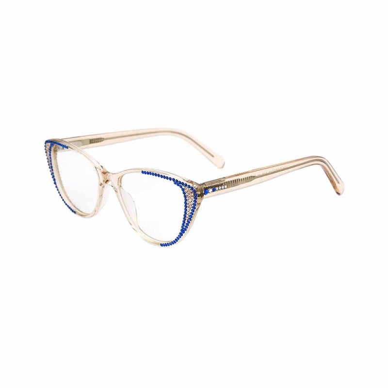 Fashion acetate frame glasses with rhinestones optical glasses