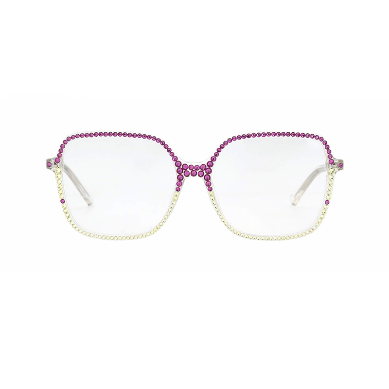 Fashion acetate frame glasses with rhinestones optical glasses
