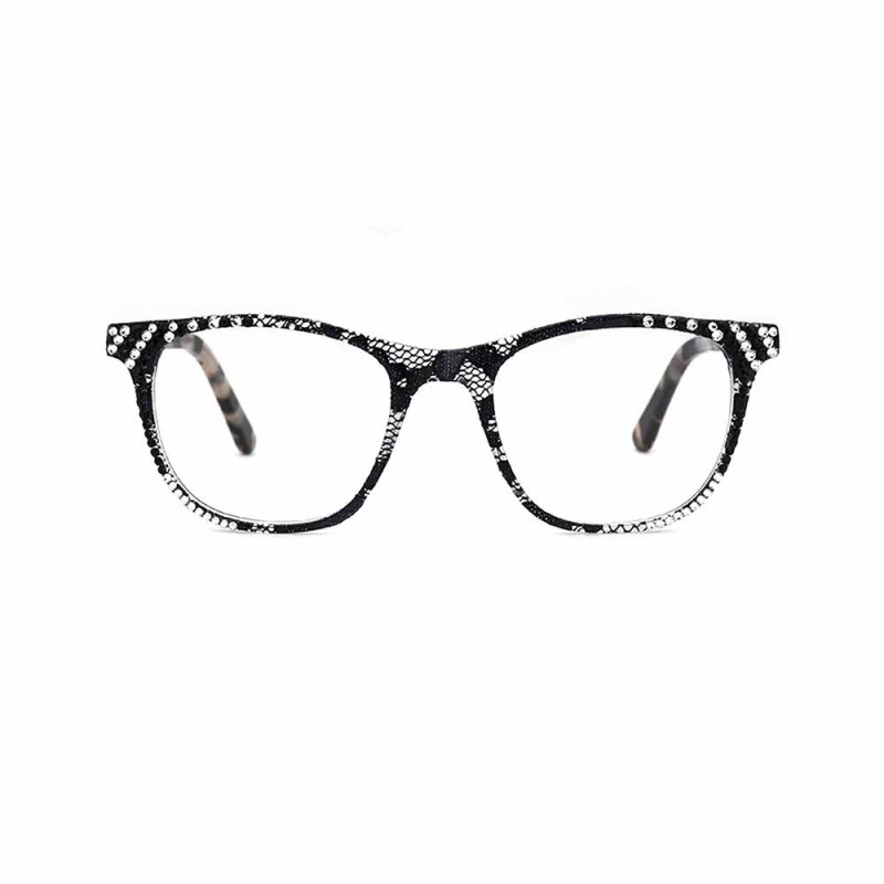 Fashion acetate frame glasses with rhinestones optical glasses