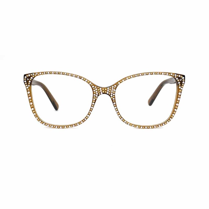 Fashion acetate frame glasses with rhinestones optical glasses