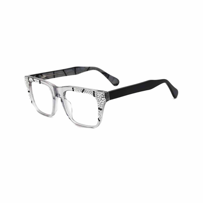 Fashion acetate frame glasses with rhinestones optical glasses