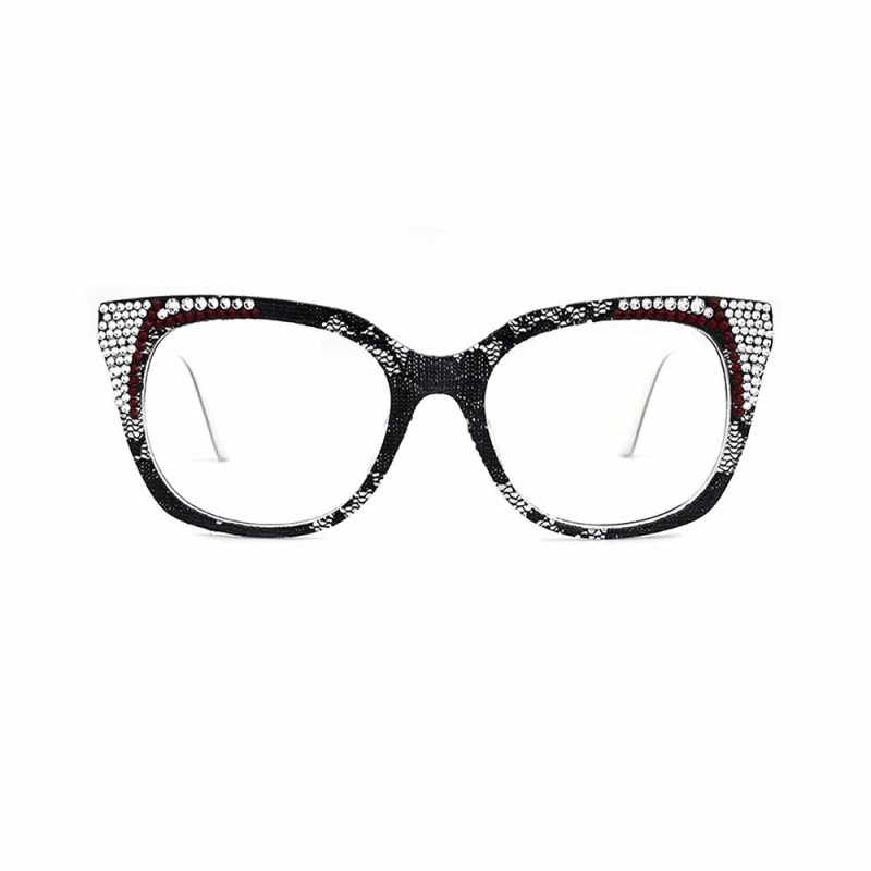 Fashion acetate frame glasses with rhinestones Diamond frame glasses 