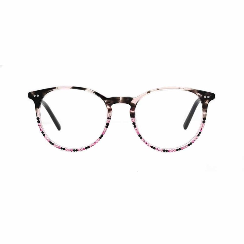 Fashion acetate frame glasses with rhinestones optical glasses