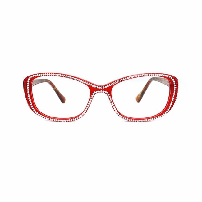 Fashion acetate frame glasses with rhinestones optical glasses
