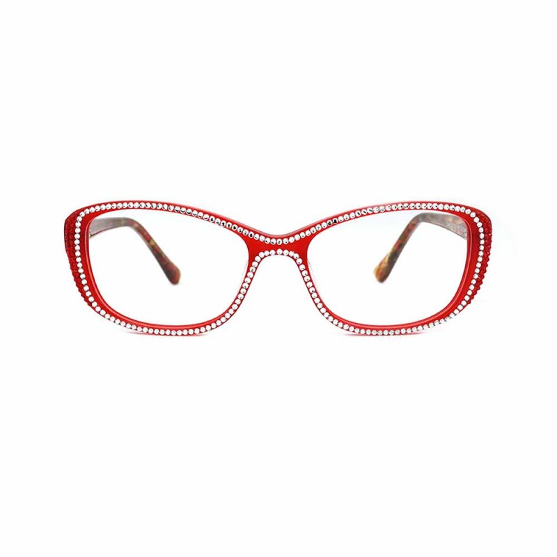 Fashion acetate frame glasses with rhinestones optical glasses