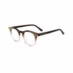 Fashion acetate frame glasses with rhinestones optical glasses