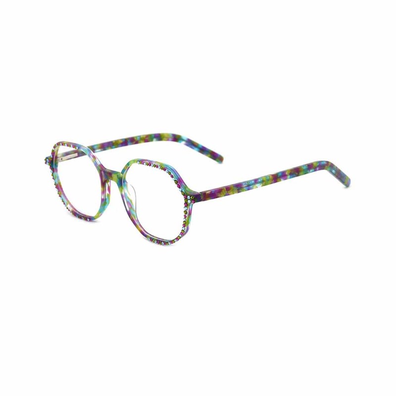 Fashion acetate frame glasses with rhinestones optical glasses