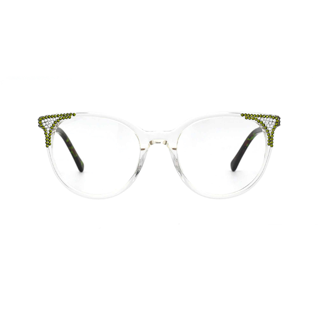 Fashion acetate frame glasses with rhinestones optical glasses