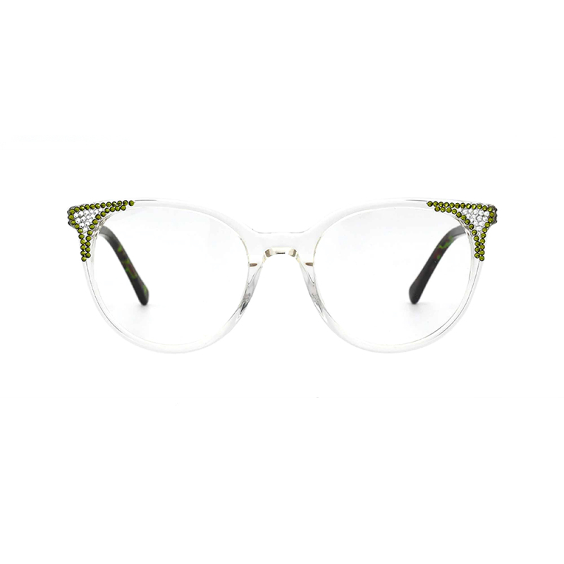Fashion acetate frame glasses with rhinestones optical glasses