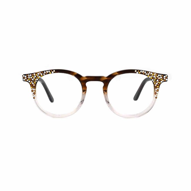 Fashion acetate frame glasses with rhinestones optical glasses