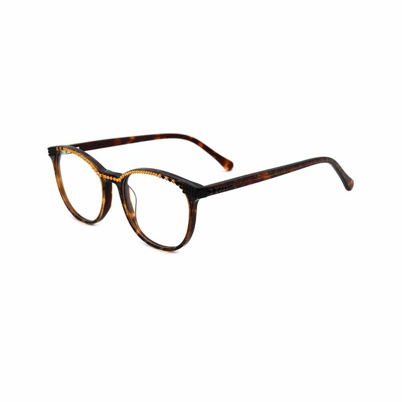 Fashion acetate frame glasses with rhinestones optical glasses