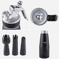 Wholesale Professional Aluminum Cream Whipper  Dispenser with 3 Decorating Nozzle and Cleaning Brush