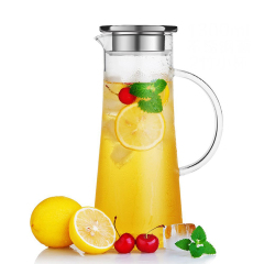 Glass carafe water pitcher glass water jug with BPA free silicone lid