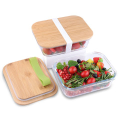 Eco-friendly Bamboo Food Containers Glass Food Container Boxes Borosilicate Container Food Storage