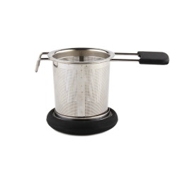 Brew-in-Mug Loose Leaf Stainless Steel  Basket Tea Infuser Strainer Steeper With Lid and Long Cool Touch Handle