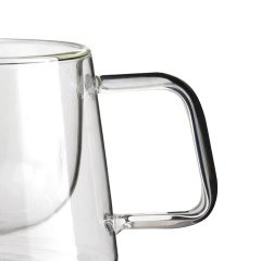 Wholesale Reusable New Design 300ml Double Wall Glass Tea Cup Coffee Mug Custom Logo With Handle