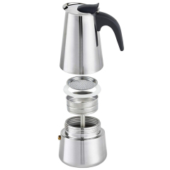 Durable Stovetop 18/8 Espresso Smart Coffee Maker Stainless Steel Hot Selling 4 Cup Gas Sliver Laser Engraving 2 Years WW-FE002
