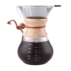 High Quality Glass Coffee Carafe With SS304 Coffee filter 800ml Pour Over Coffee Maker Borosilicate glass